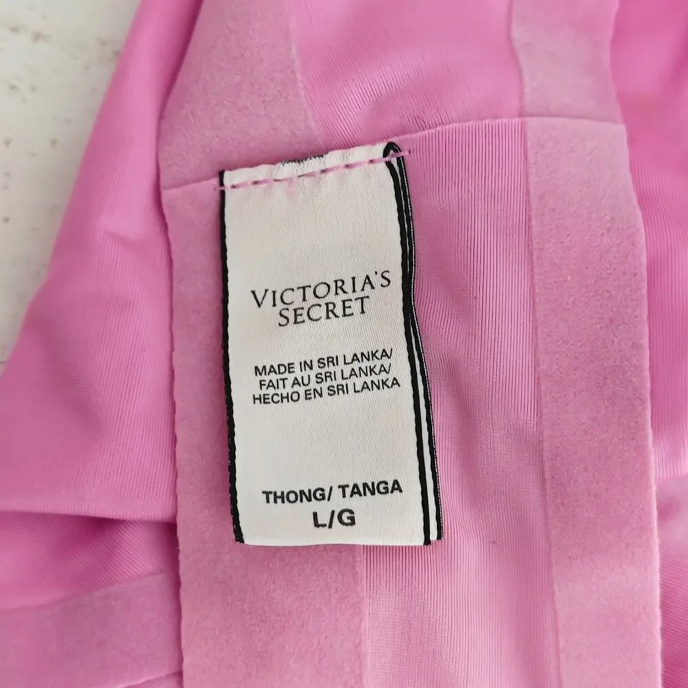 Victoria Secret Shiny Bubble Gum Pink Satin Smooth Thick Womens Thong Large